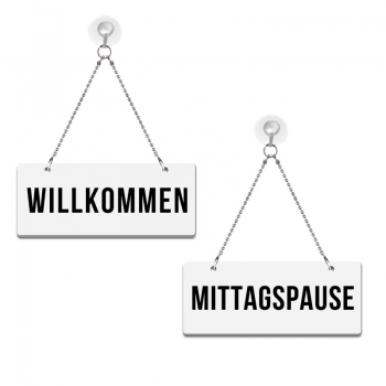 Willkommen / Mittagspause - Graviertes Wendeschild