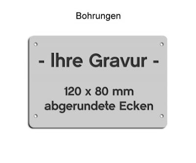 Gravurschild mit Wunschtext, 120x80x1,5mm, abgerundete Ecken