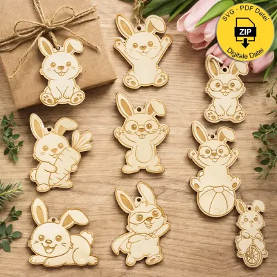 9 Hasen-Anhänger – Osterdeko