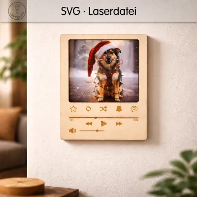 Laservorlage Fotorahmen im Videoplayer-Design – für Fotos 10 × 10 cm