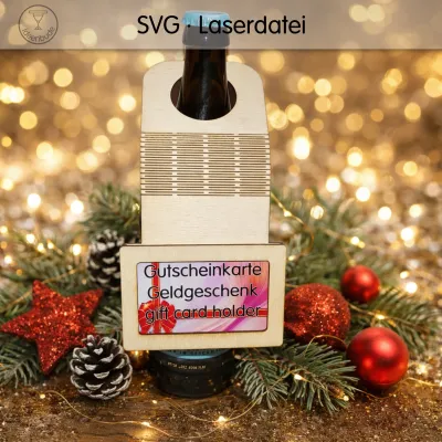 Preview: Flaschenanhänger mit Fach für Gutschein oder Geldgeschenk
