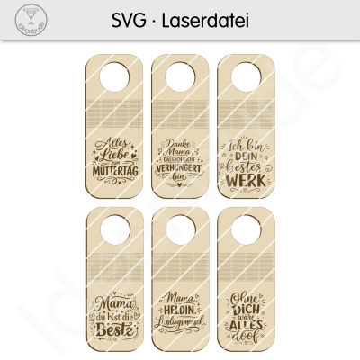 6 Flaschenanhänger für Muttertag mit Biegetechnik