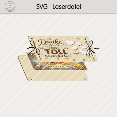 Geldgeschenk Muttertag Laserdatei – Holzschild „Danke, dass ich so toll geworden bin“