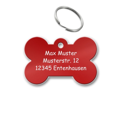 Rote Erkennungsmarke in Knochenform