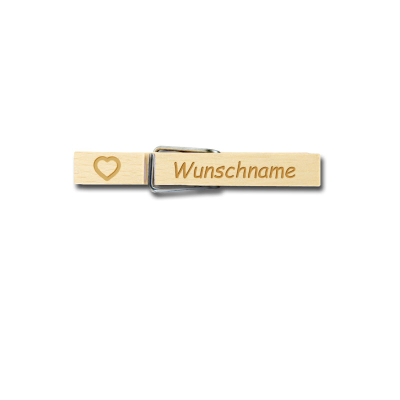 Wäscheklammer mit Herzmotiv und Wunschtext
