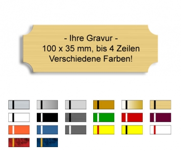 100x35x0,8mm, Formschild-02 mit Ihrer Gravur
