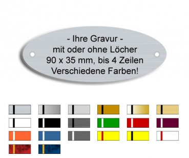 Ovales Namensschild 90x35x0,8mm, mit Ihrer Gravur