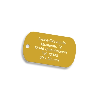 Gold matt, Erkennungsmarke aus Aluminium