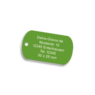 Grüne Erkennungsmarke aus Aluminium