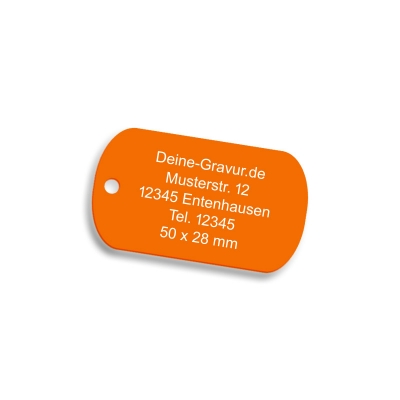 Orange Erkennungsmarke aus Aluminium