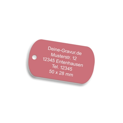 Pinke Erkennungsmarke aus Aluminium