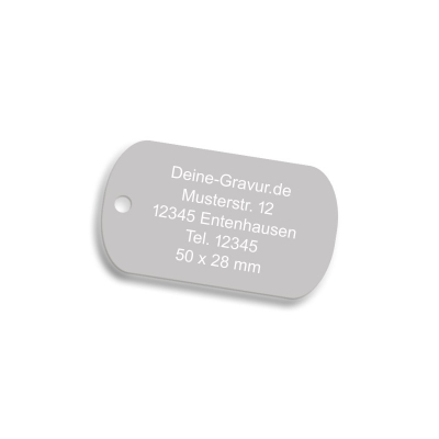Silber matt, Erkennungsmarke aus Aluminium