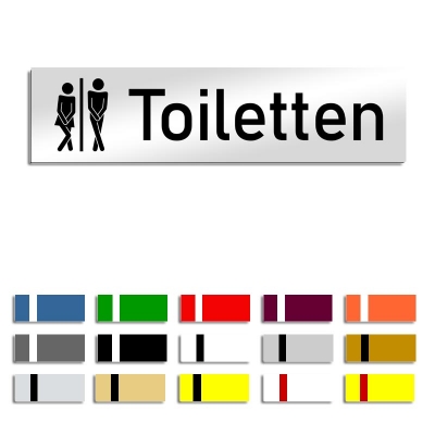 3.0 Herren Graviertes Toilettenschild mit Symbol,Selbstklebend,160x40mm,WC,00 