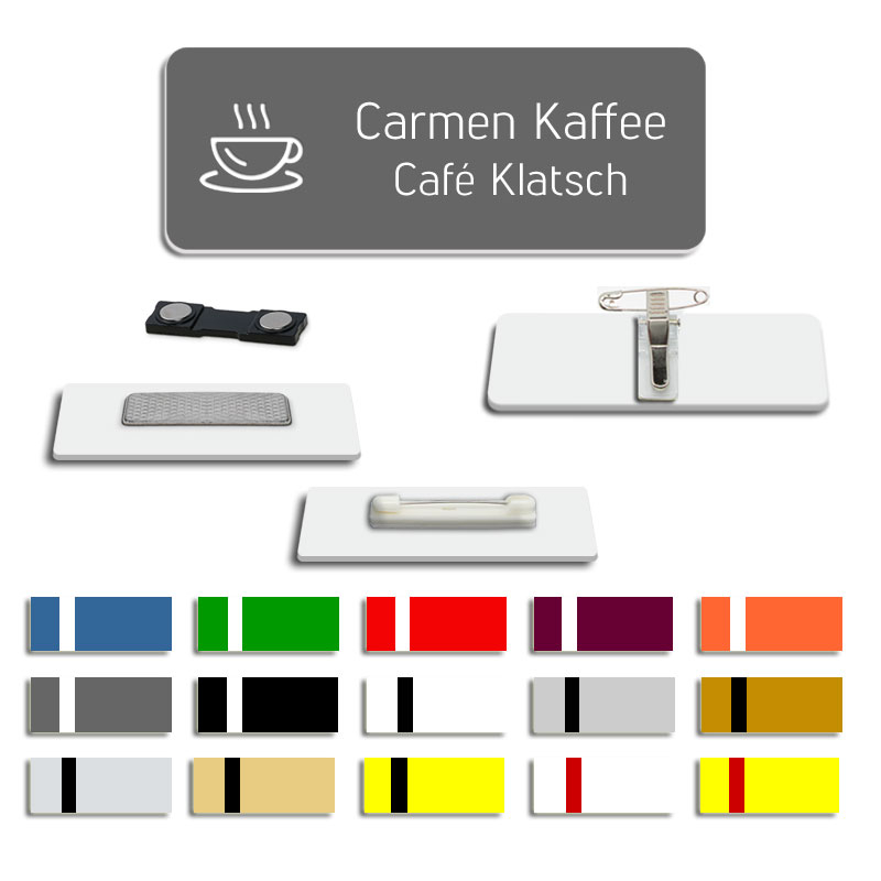 Namensschild mit Kaffeetasse