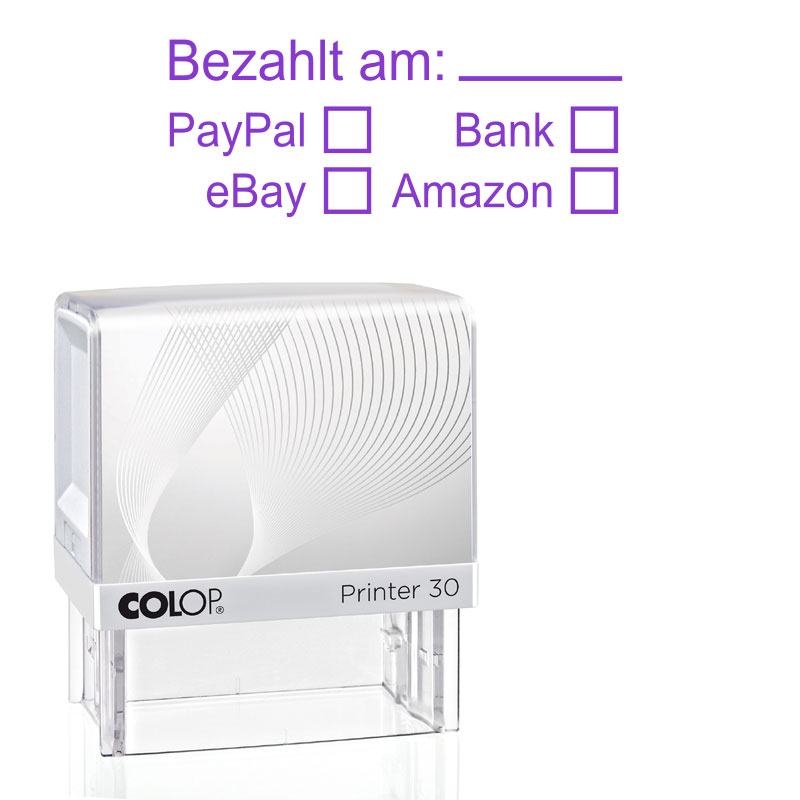 PP, Bank, eBay, Amazon - Colop 30 - Violett