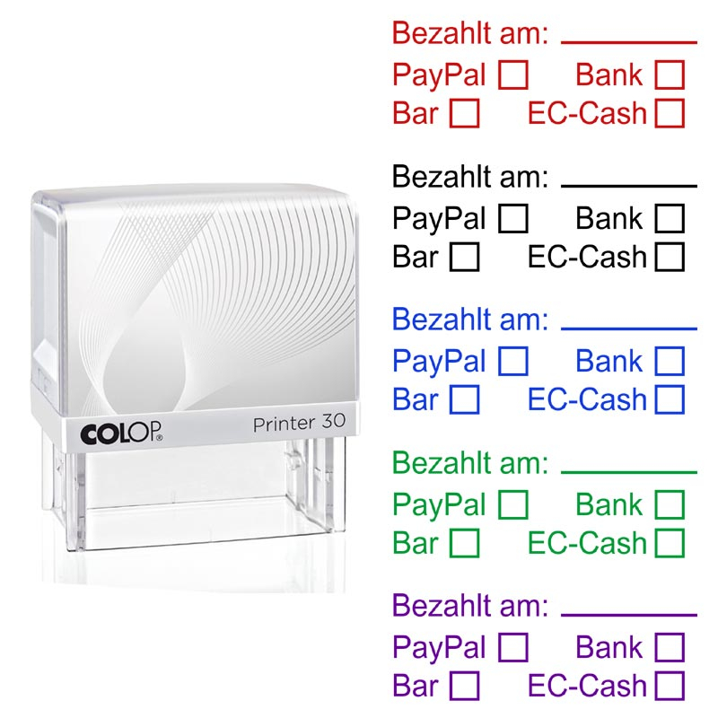 Bezahlt am: PayPal, Bank, Bar, EC-Cash