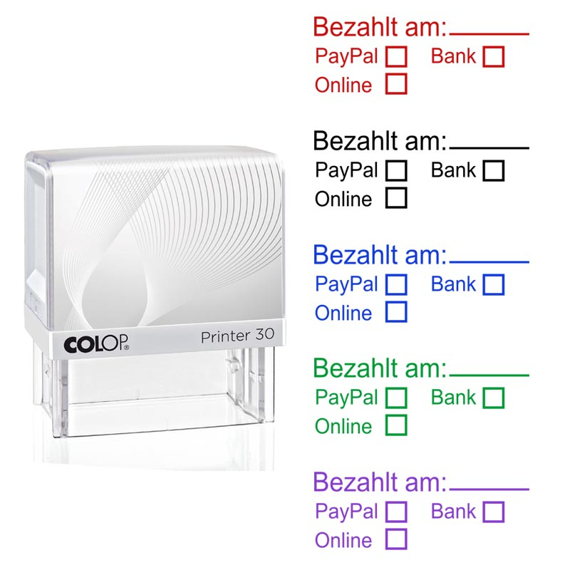 Bezahlt am: PayPal, Bank, Online