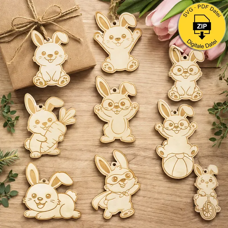 9 Hasen-Anhänger – Osterdeko