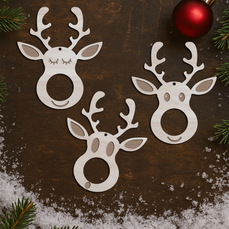 „Rentier-Dreierpack“ – für Süßigkeit, Lolli & Teelicht! - Laservorlage