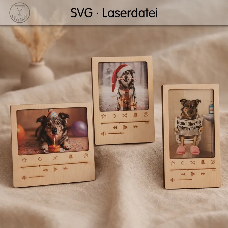 Laservorlage Bilderrahmen im Player-Design – 3er Set