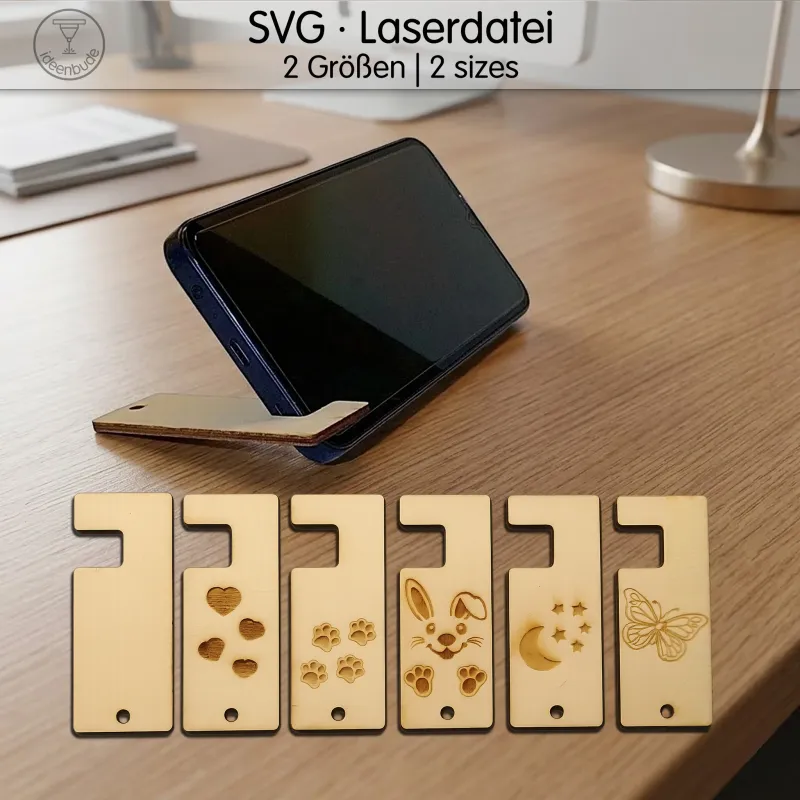 Laserdatei für Mini Handyhalter als Schlüsselanhänger in 2 Größen