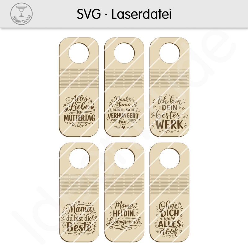 6 Flaschenanhänger für Muttertag mit Biegetechnik