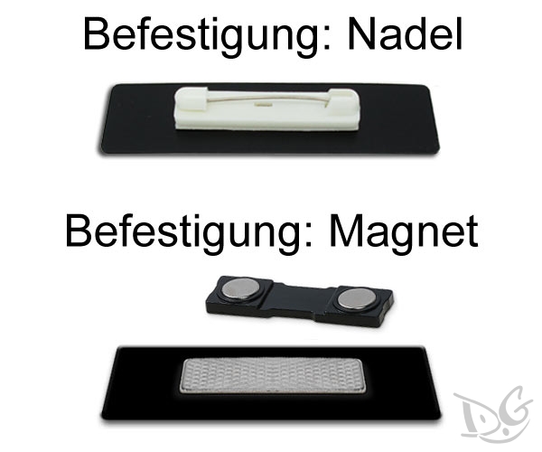 Schwarz/Weiss Namensschild Ansteckschild mit Magnet und Gravur 70 x 20 mm 