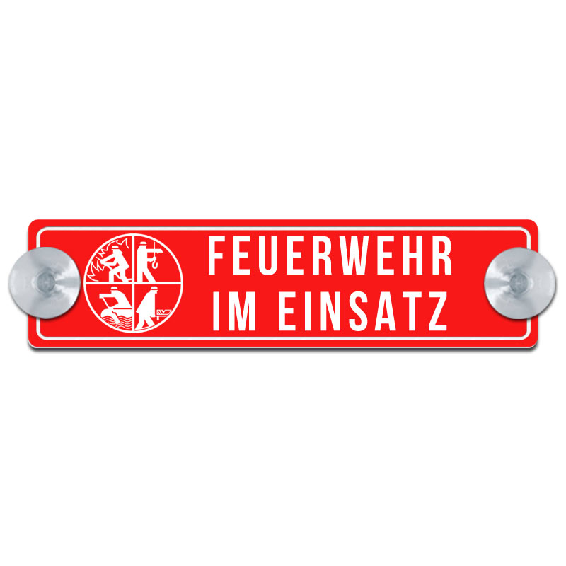 Graviertes Kunststoffschild Feuerwehr mit Feuerwehrlogo - Deine-Gravur